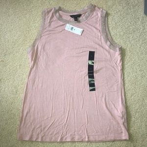 Pink tank top with sparkly trim
